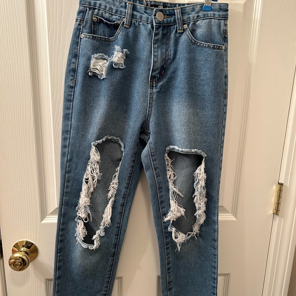 Boohoo Blue- Factory Distressed Jeans